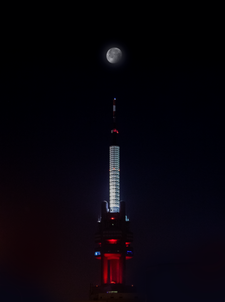 žižkov tower moon