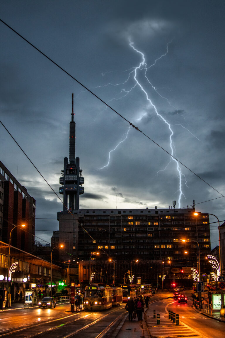 žižkov tower lightning